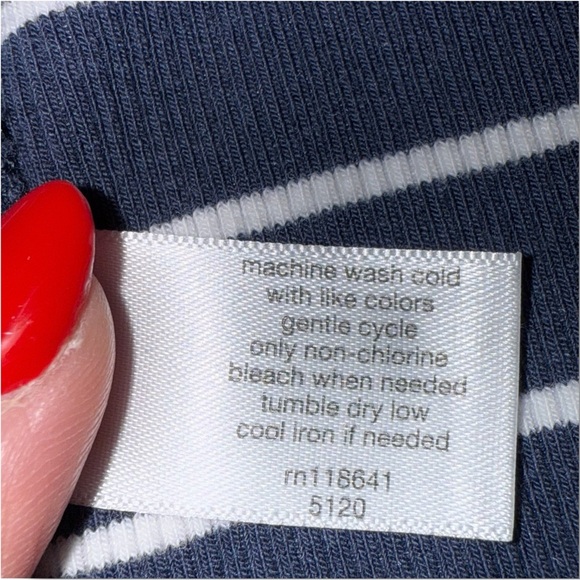 LANE BRYANT Classic Sleeveless Mock Neck Ribbed Tank - 18/20 Navy/White Stripe - Picture 12 of 14